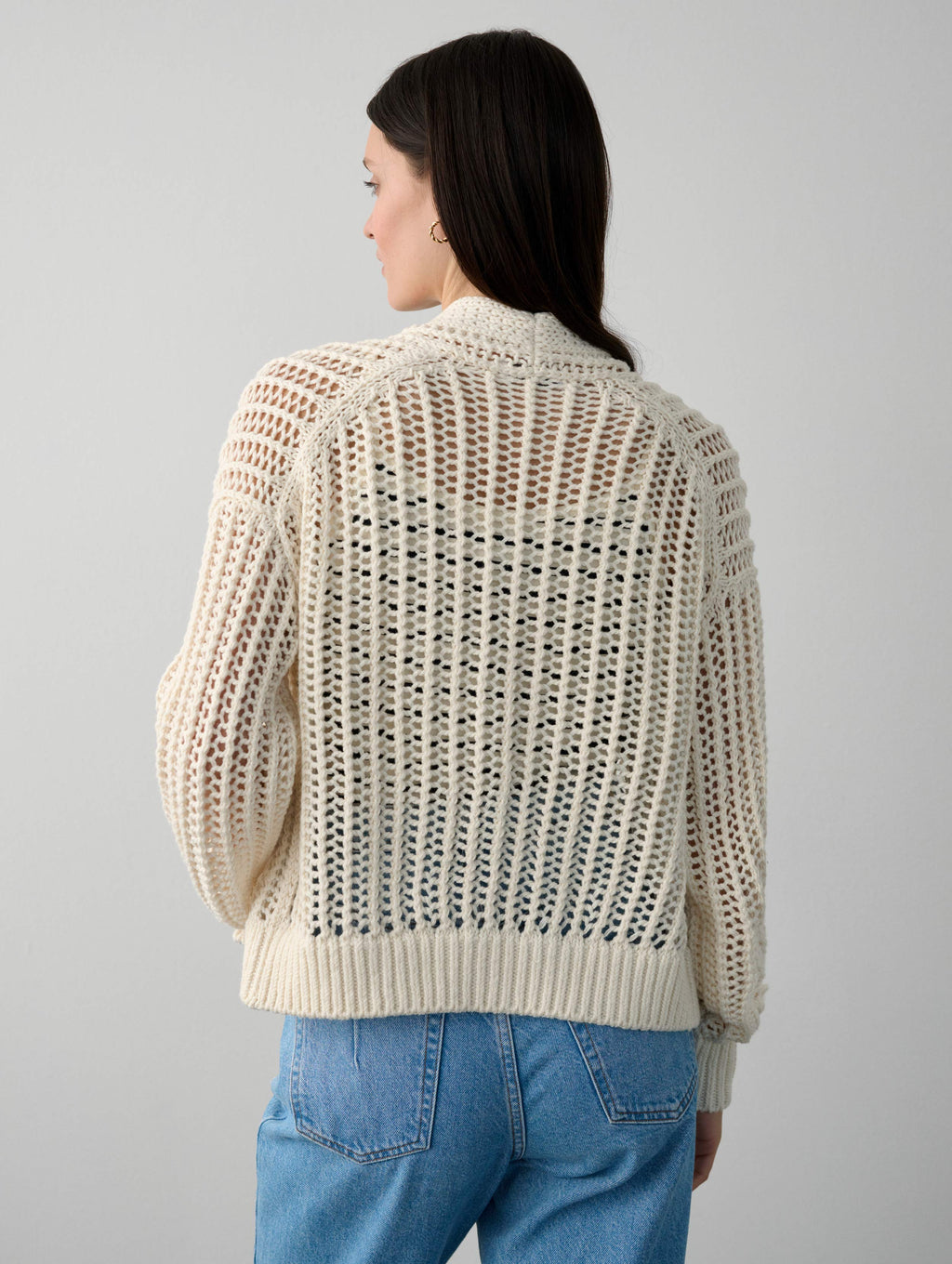 Cotton Open Knit Cardigan – White + Warren