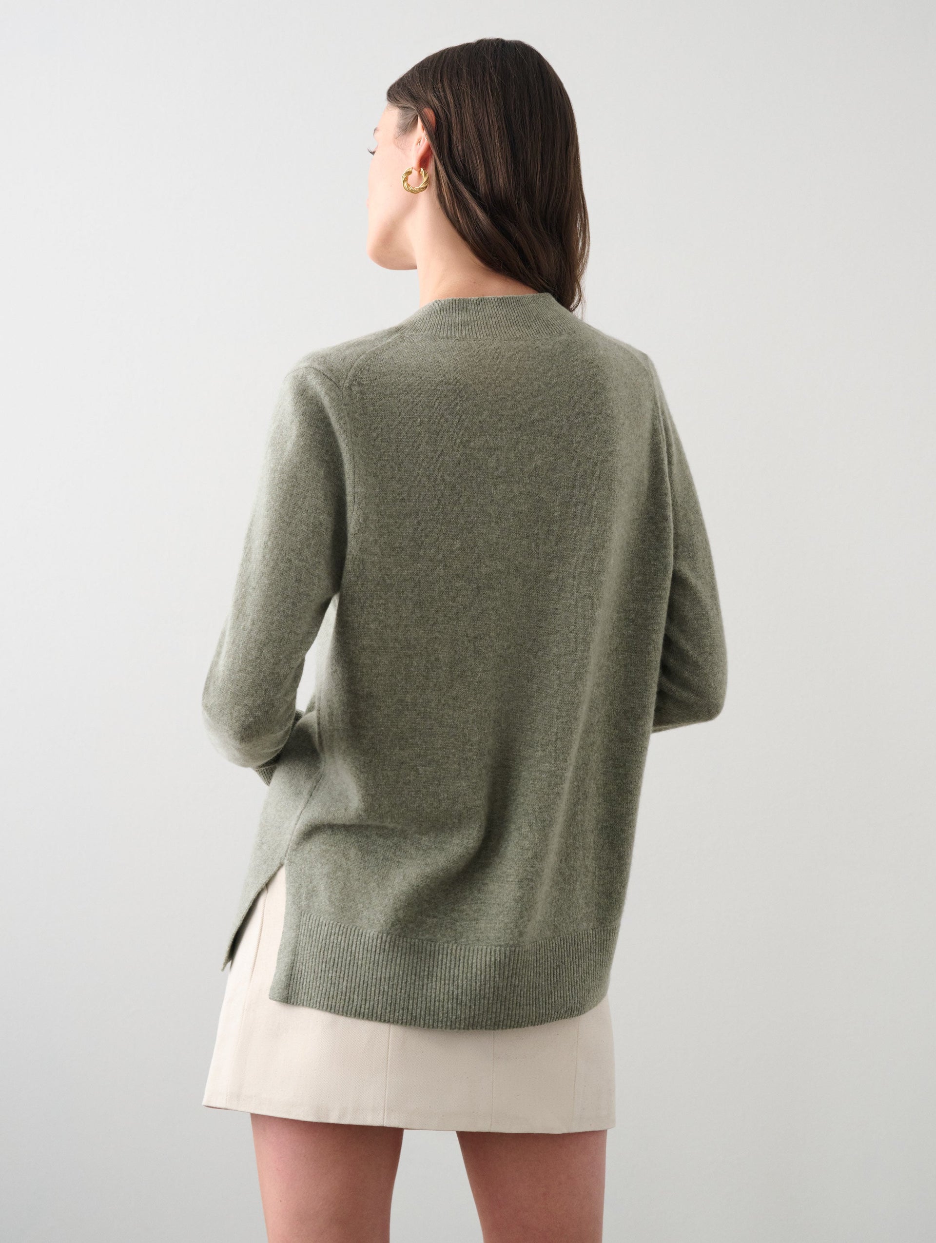 Soft Sage, Cashmere V Neck Sweater