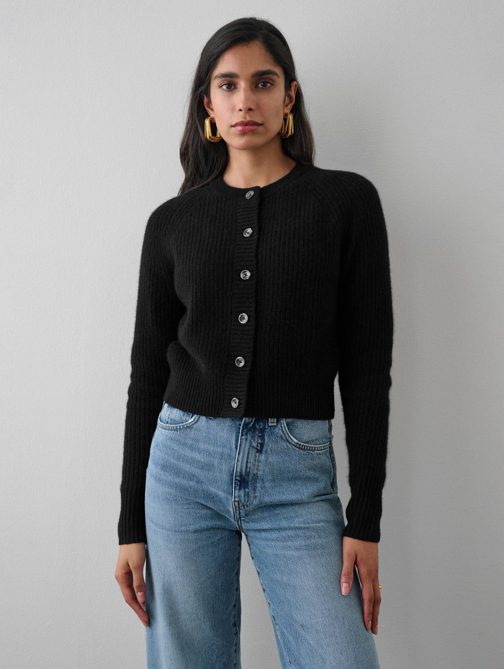 ENNOY BUTTON CARDIGAN (BLACK) XL-