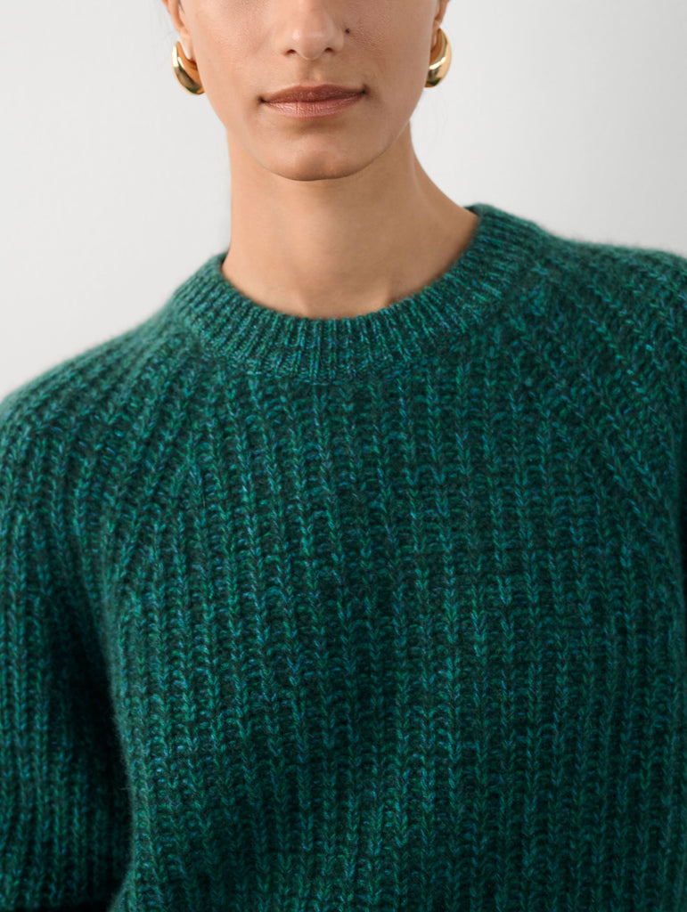 BASIC KNIT SWEATER - Green marl