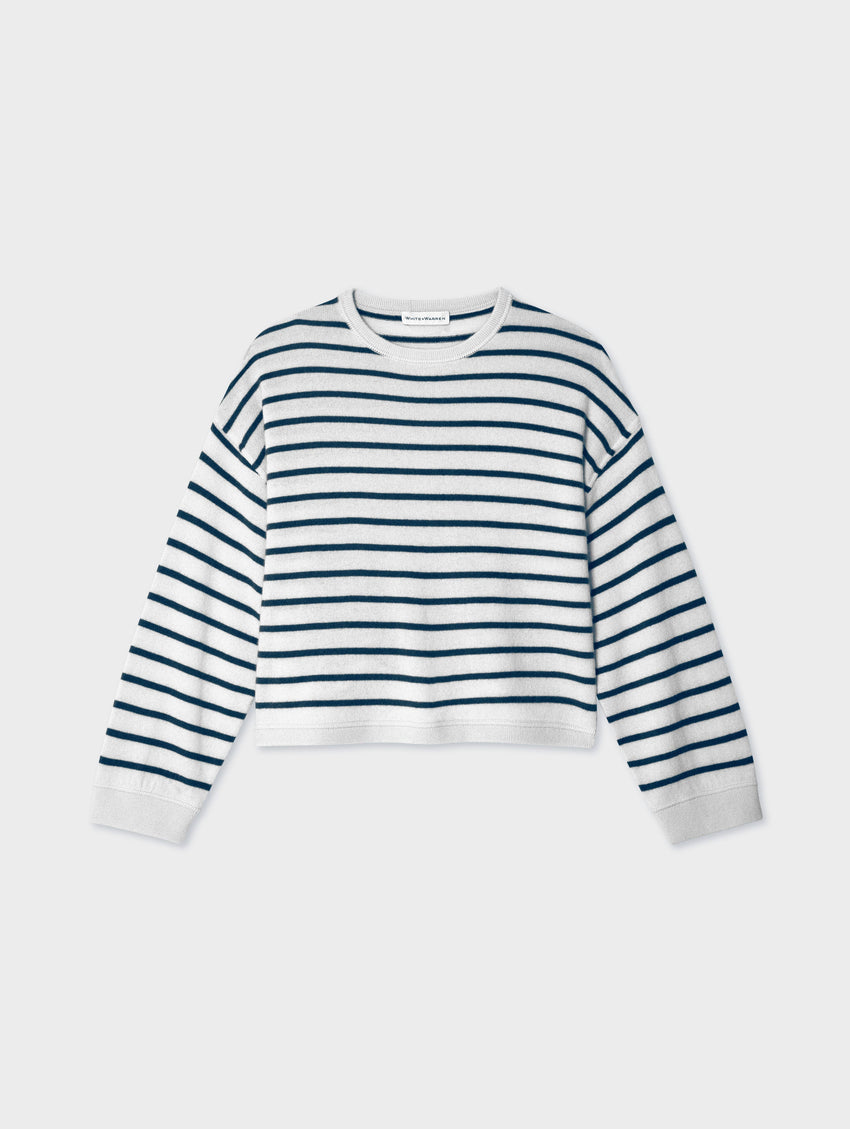 Drop shoulder striped sweater hot sale