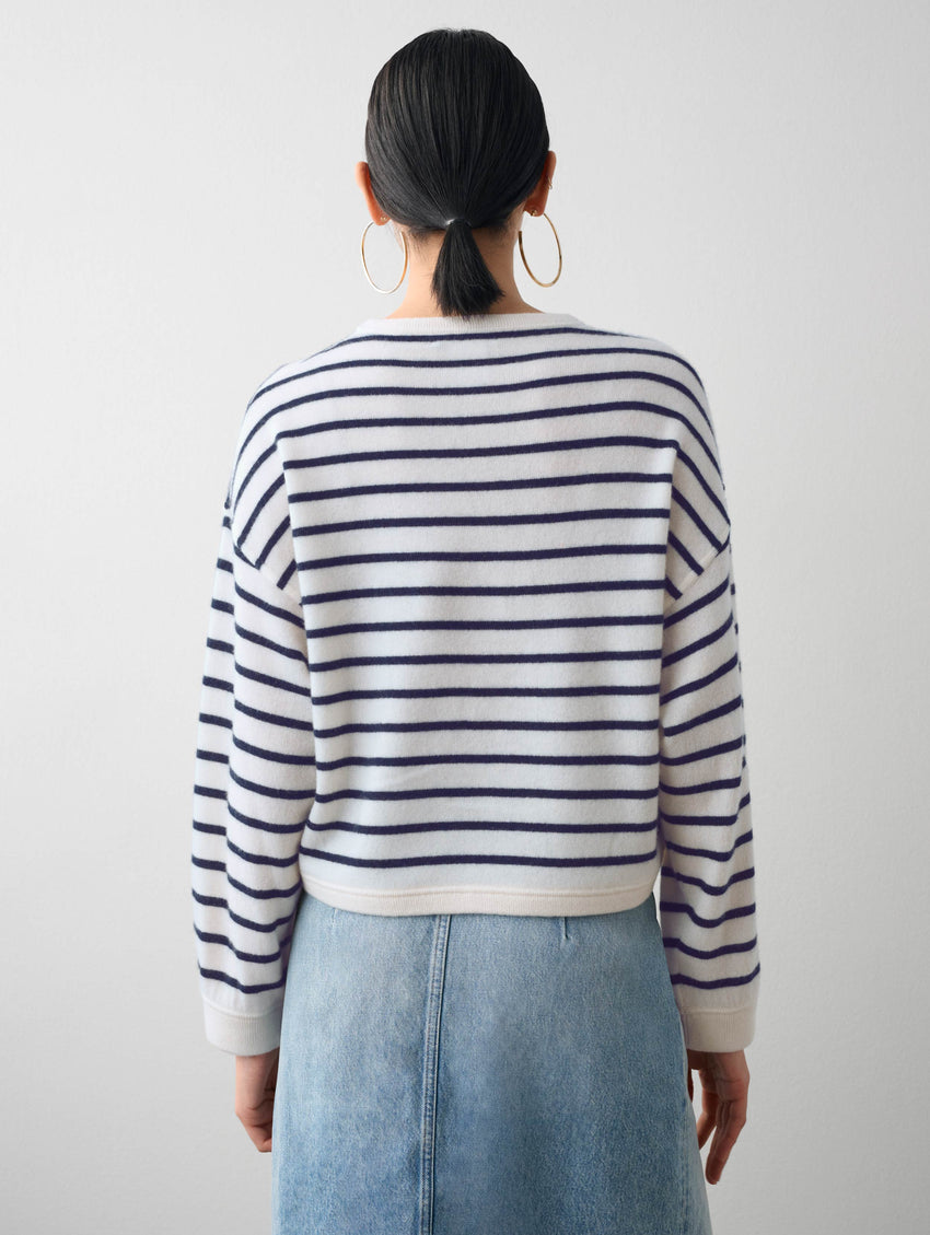 Drop shoulder best sale striped sweater