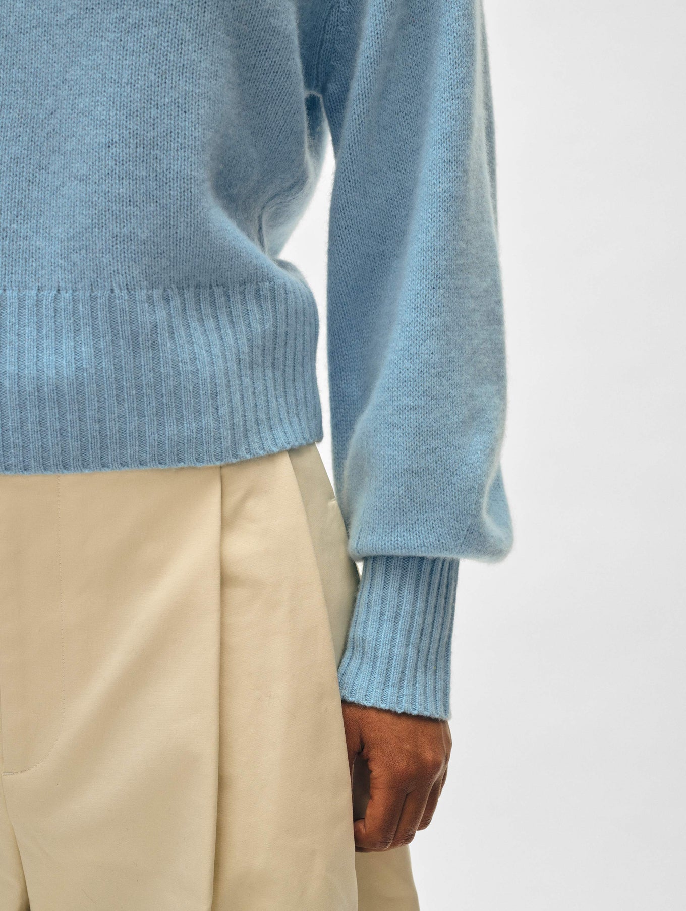 Cashmere Blouson Sleeve Crewneck