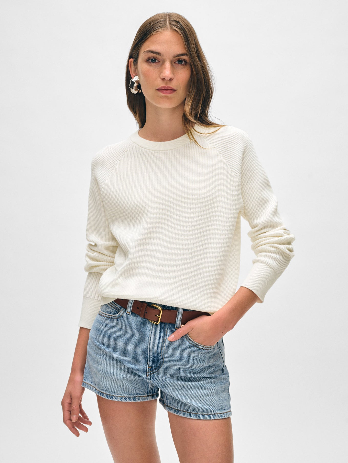 Cotton Linen Waffle Sweatshirt