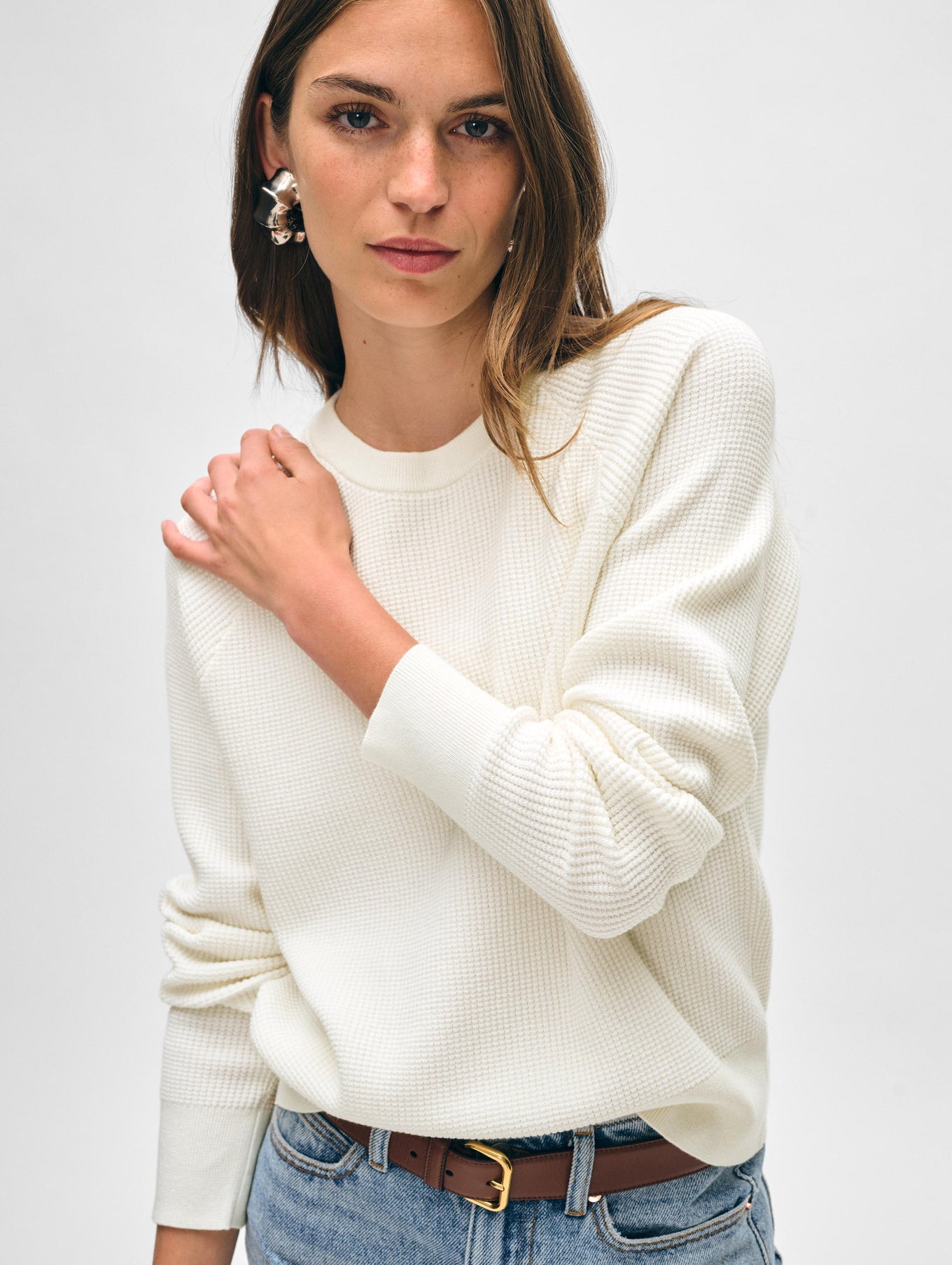 Cotton Linen Waffle Sweatshirt