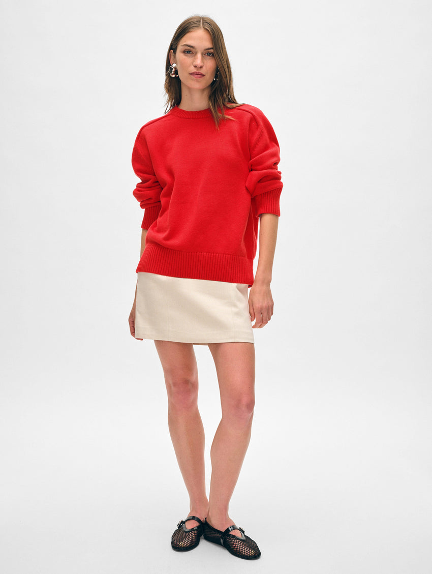 Organic Cotton Saddle Sleeve Crewneck