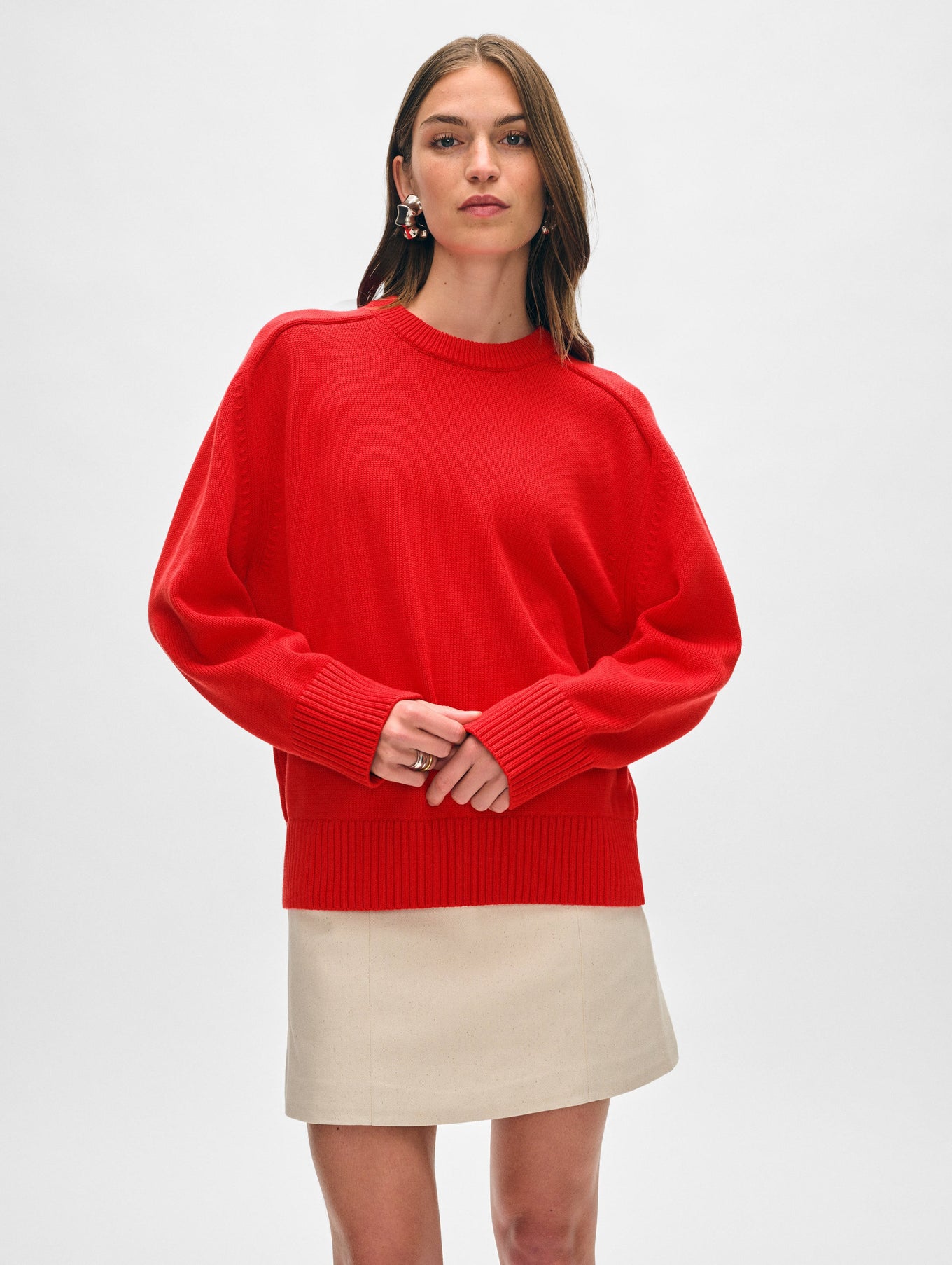 Organic Cotton Saddle Sleeve Crewneck