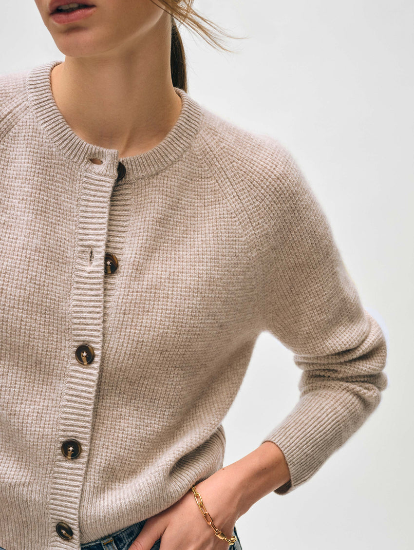 Cashmere Waffle Cardigan