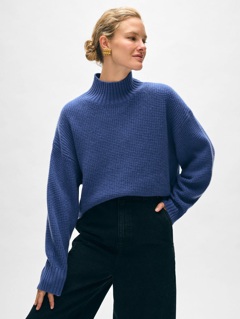 White + shops Warren Cashmere Waffle Turtleneck Sweater