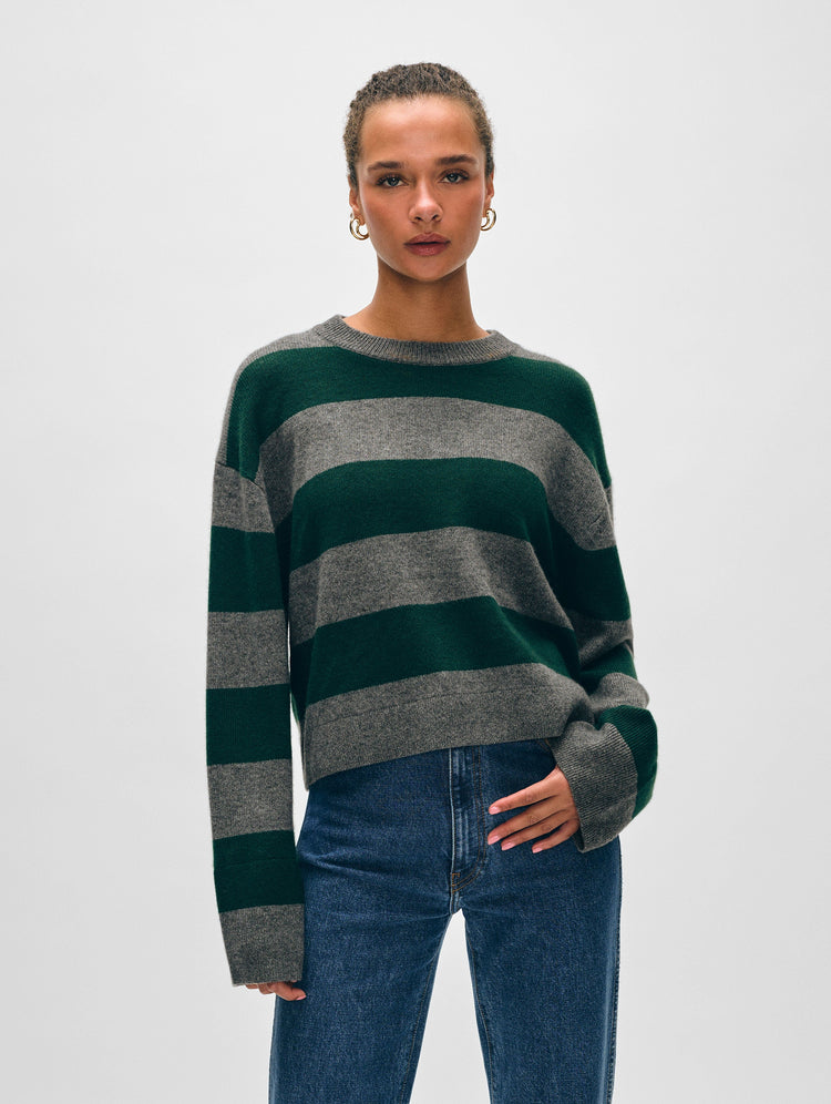 Cashmere Striped Crewneck