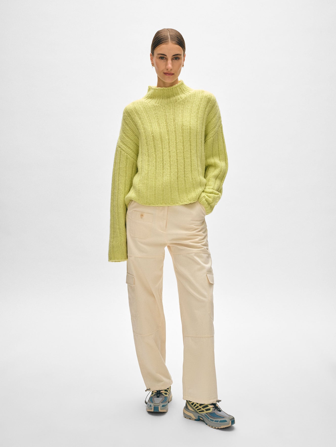 Cashmere Blend Wide Rib Standneck