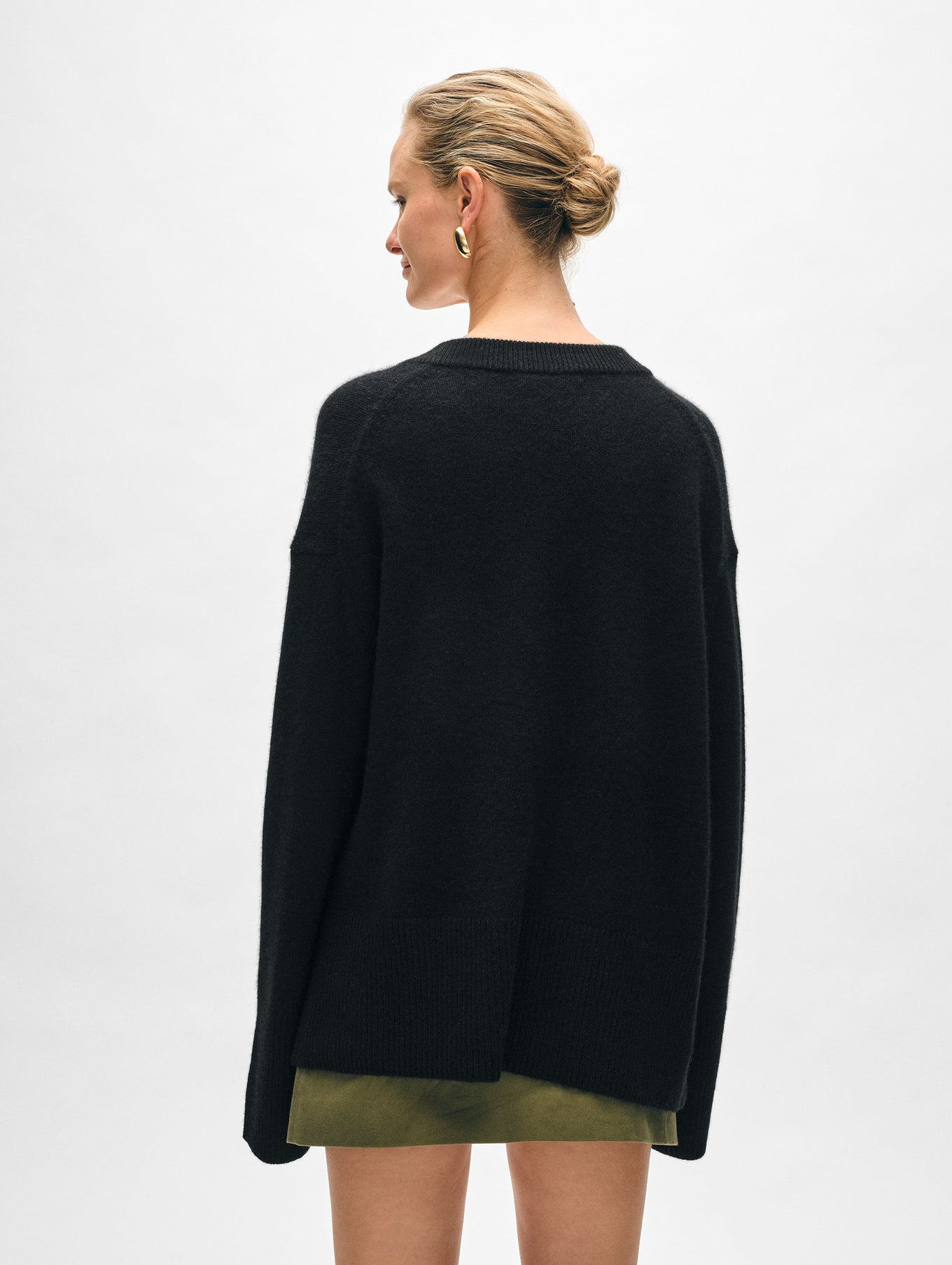 Cashmere Side Slit V Neck