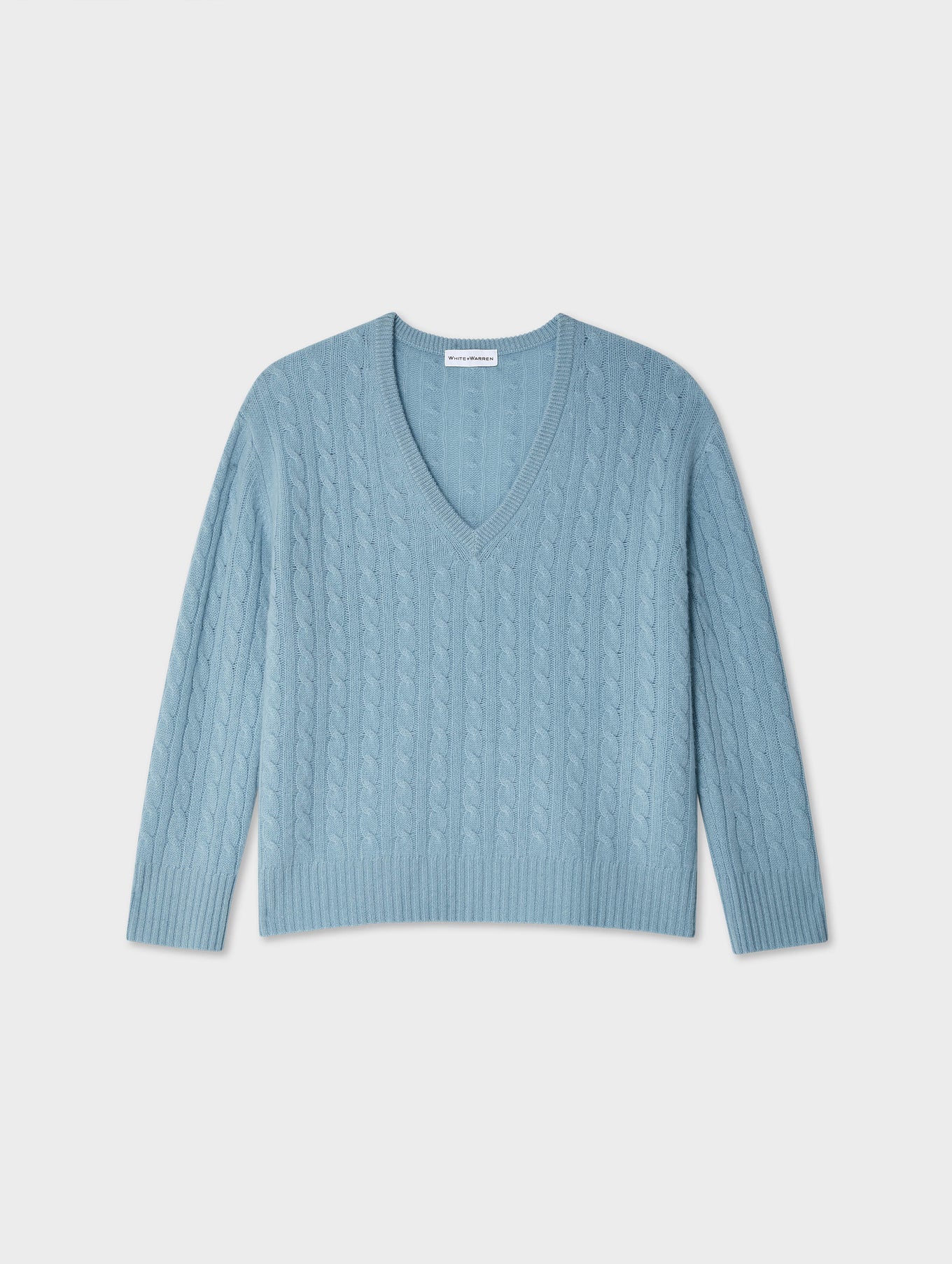 Cashmere Cable Knit V Neck