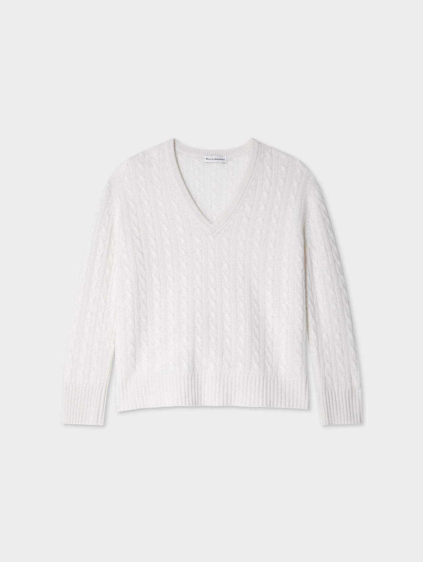 Cashmere Cable Knit V Neck