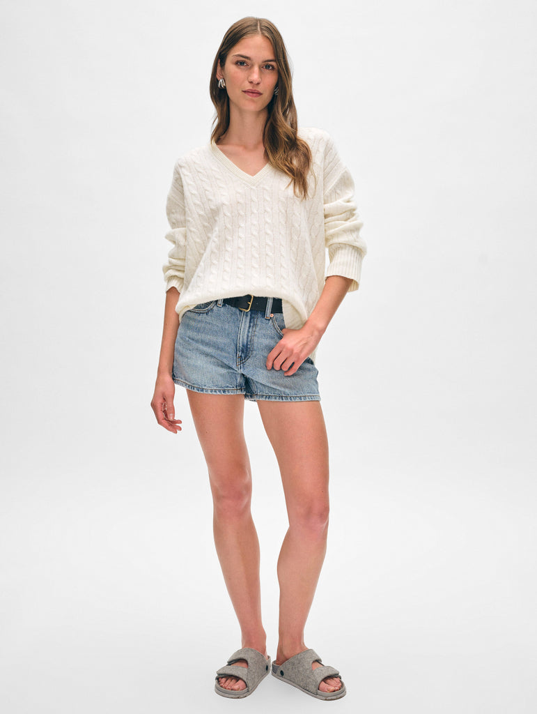 White + Warren fashion • Camel cable knit sweater