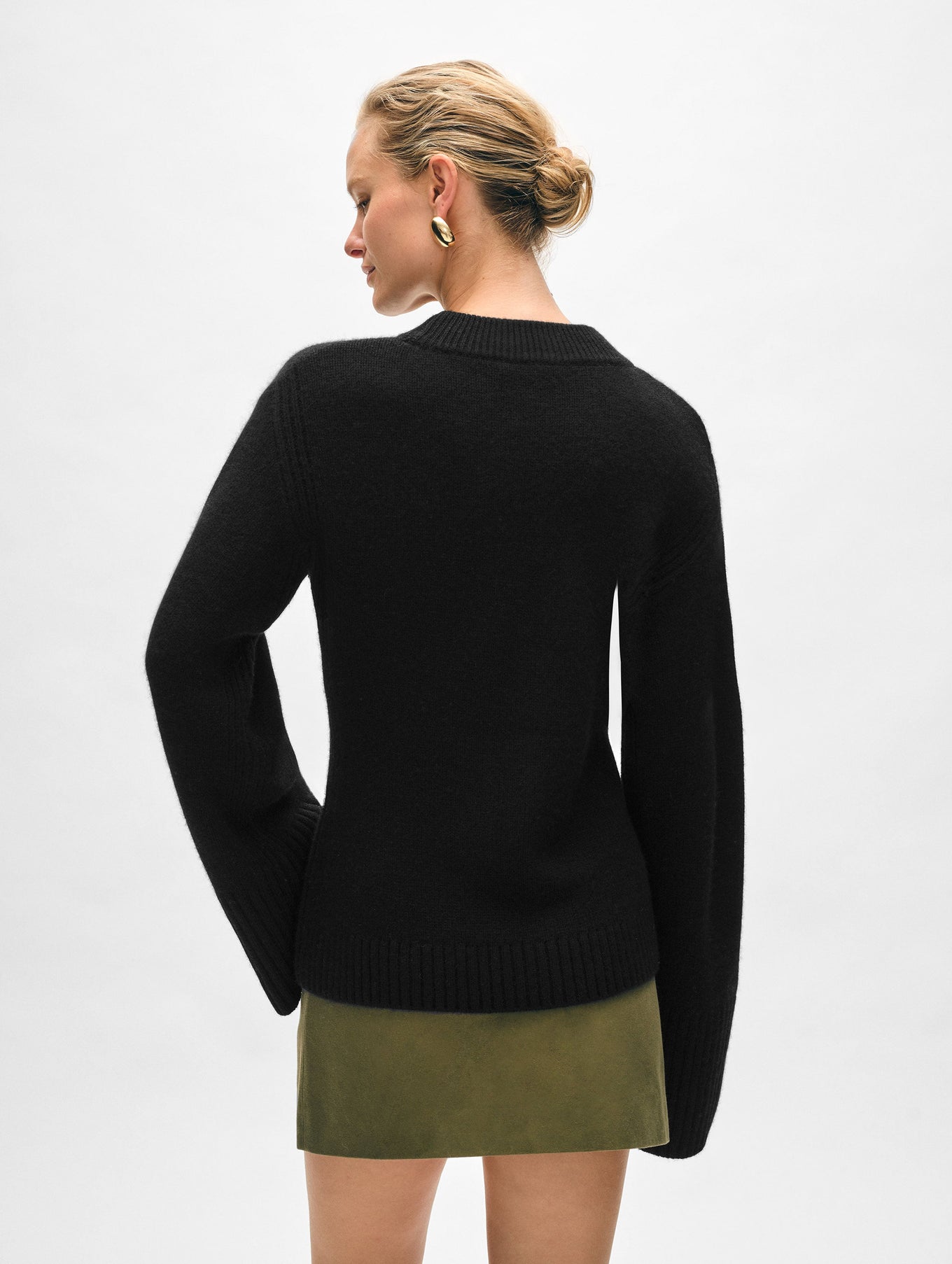 Merino Cashmere Waisted Crewneck