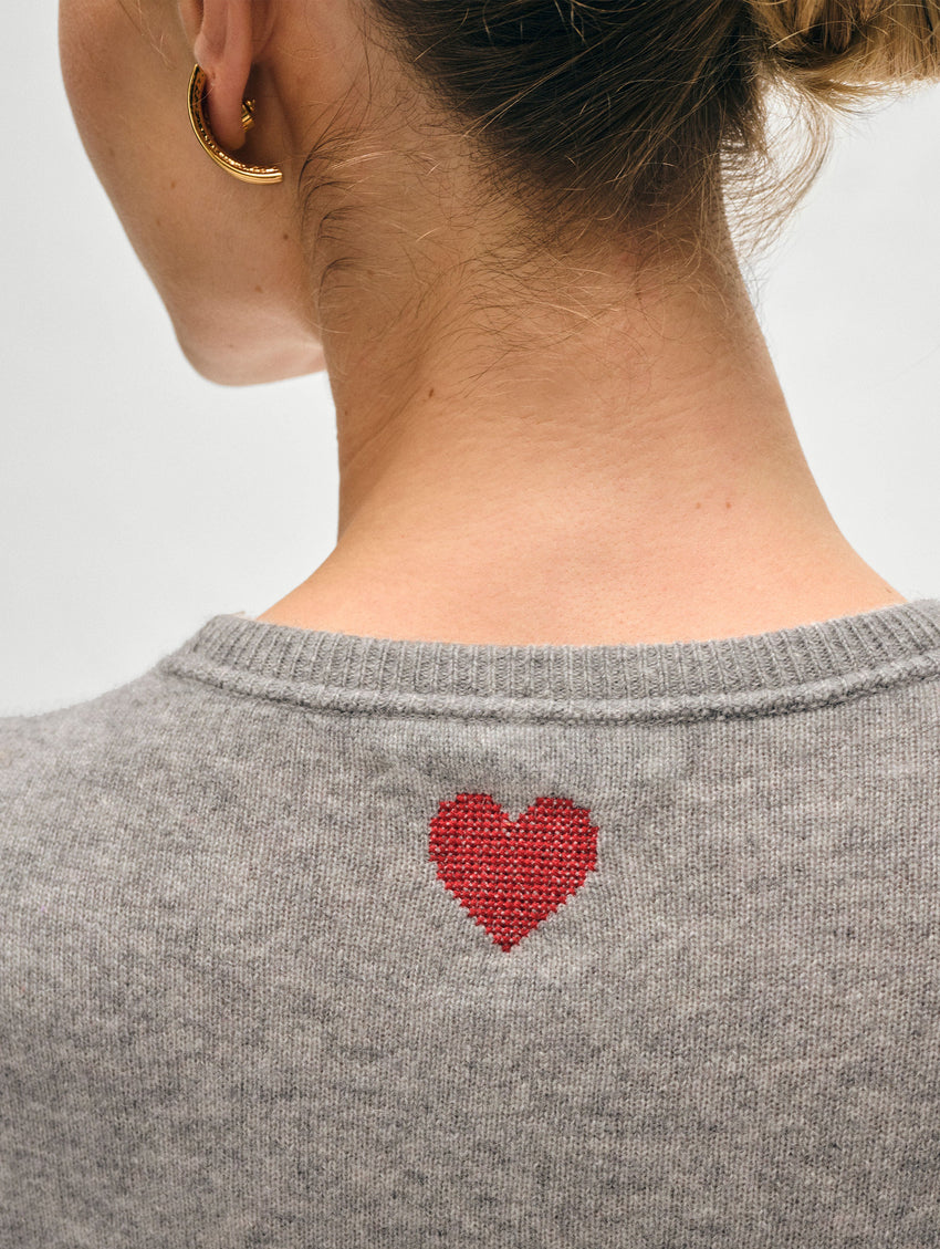 Cashmere Heart Drop Shoulder Sweater