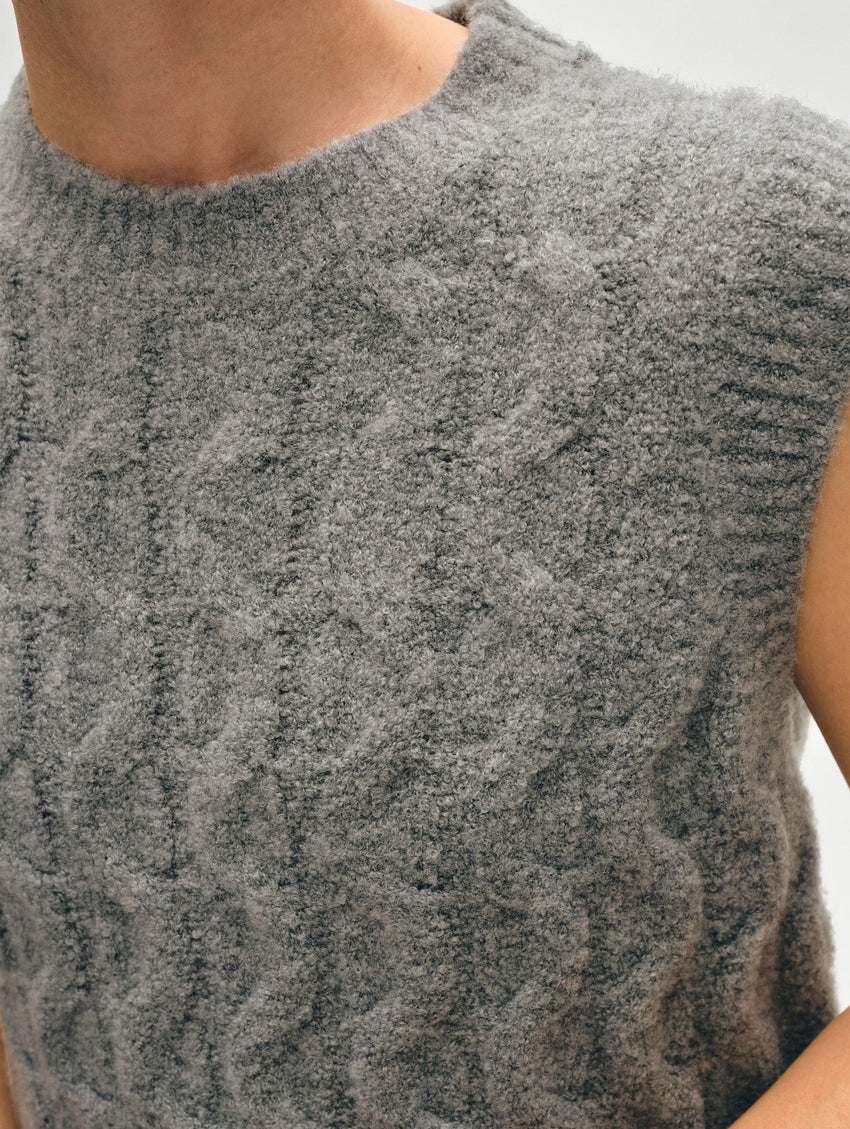 Merino Cashmere Boucle Cable Vest