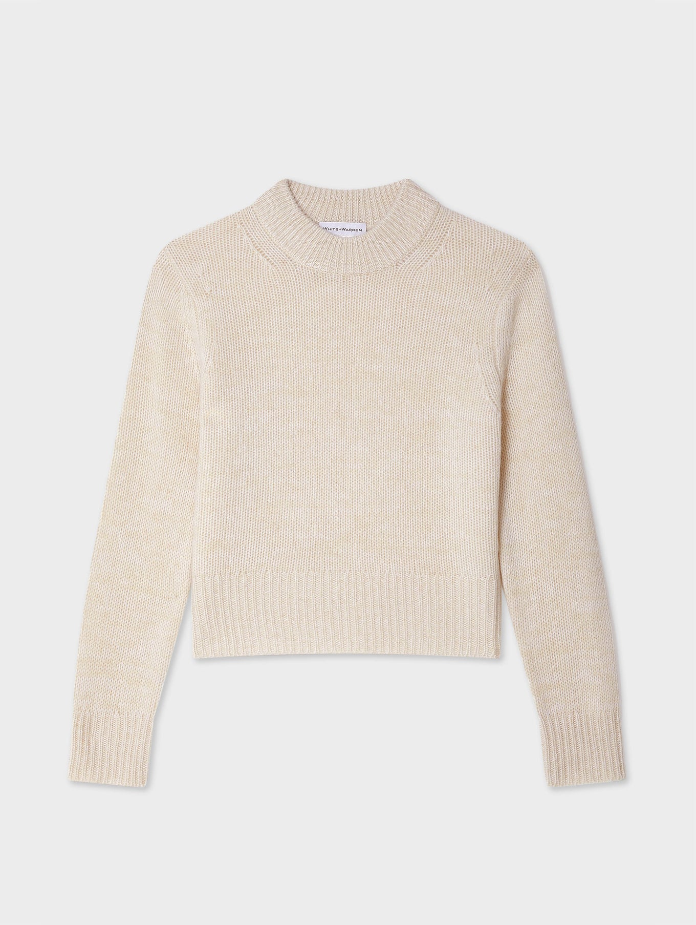 Cashmere Wide Rib Trim Crewneck