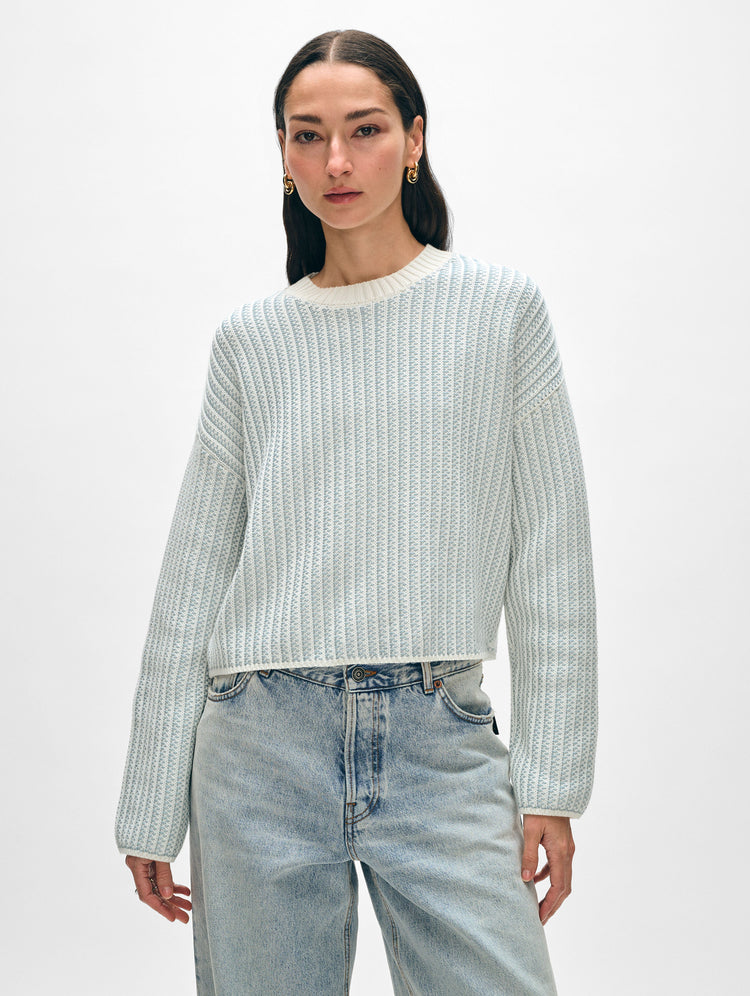 Organic Cotton Two-toned Textured Crewneck