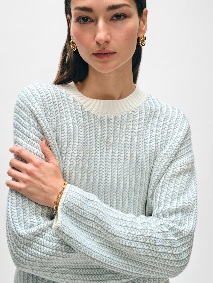 Organic Cotton Two-toned Textured Crewneck