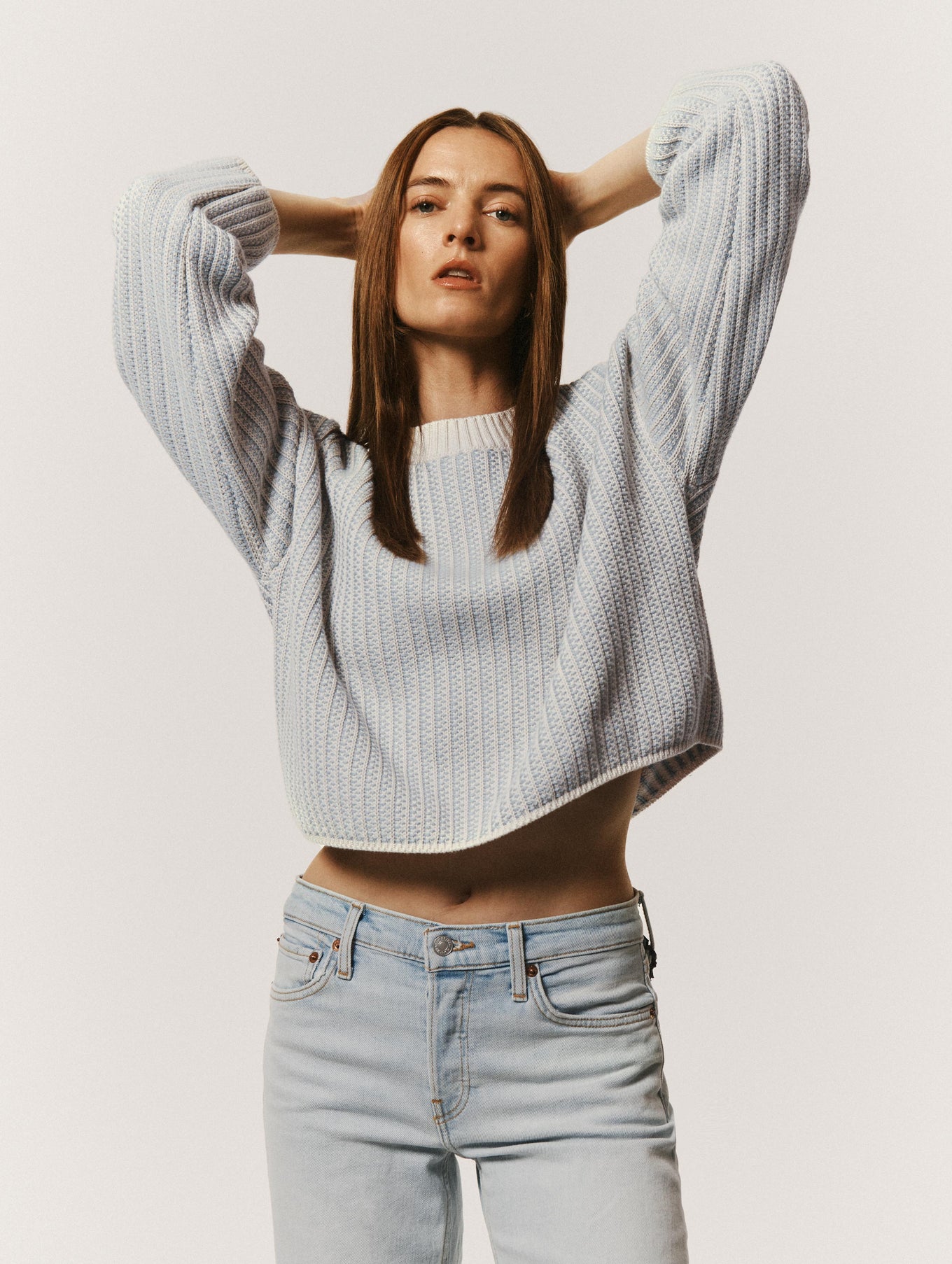 Organic Cotton Two-toned Textured Crewneck