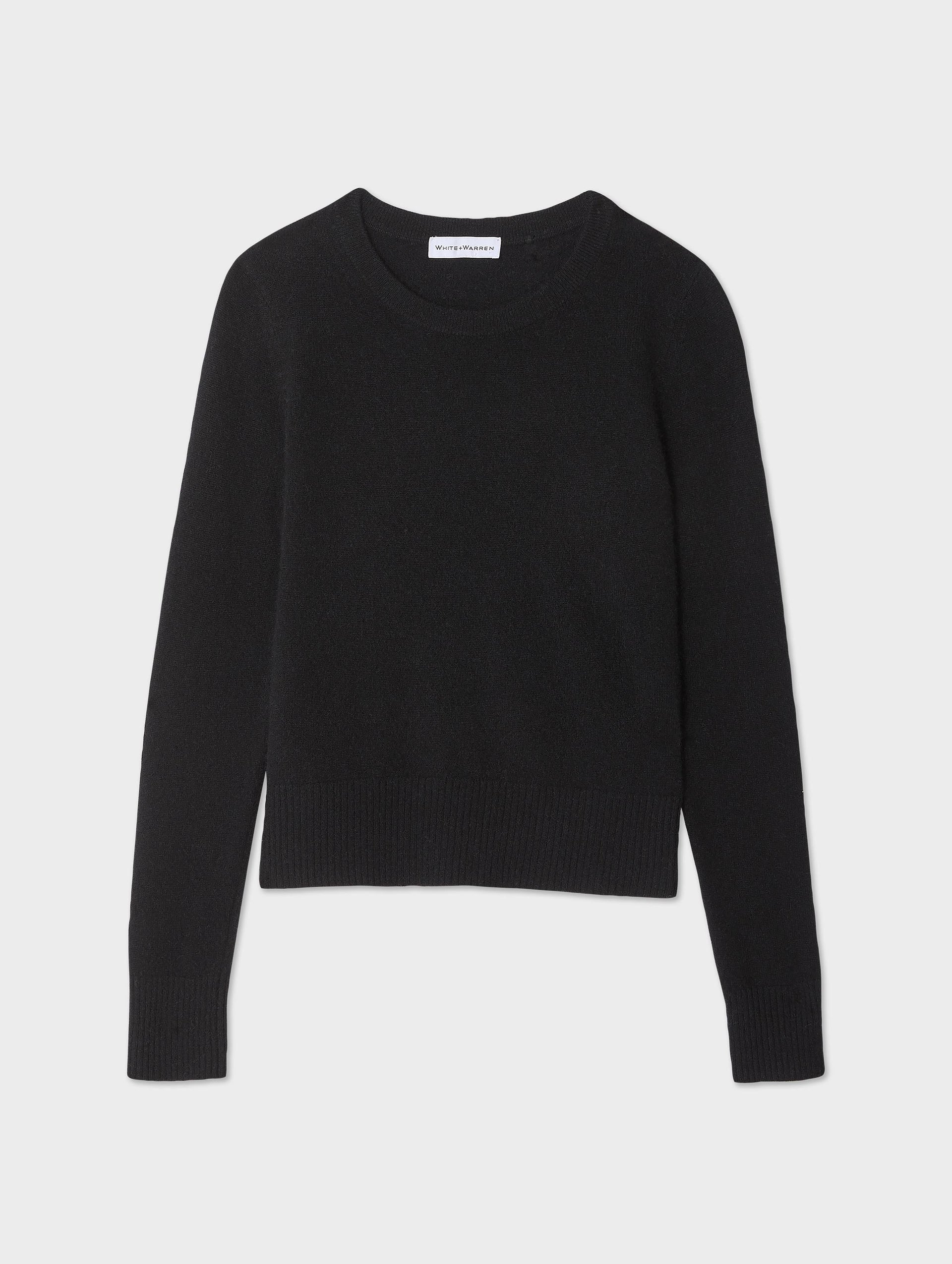 Cashmere Shrunken Crewneck – White + Warren